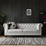 Velvet Chesterfield Sofa in Dove Grey