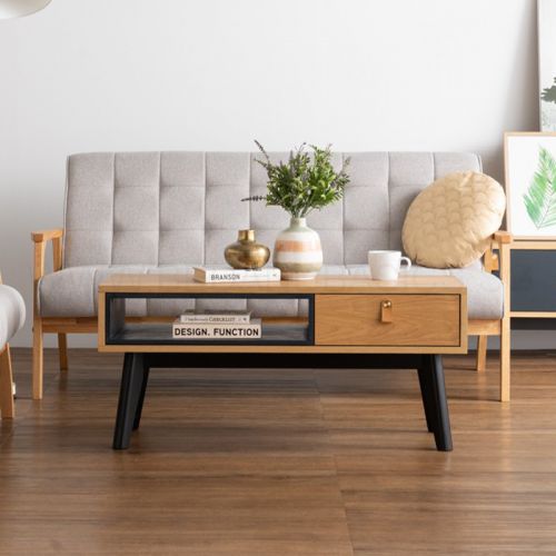 Brown wooden coffee table